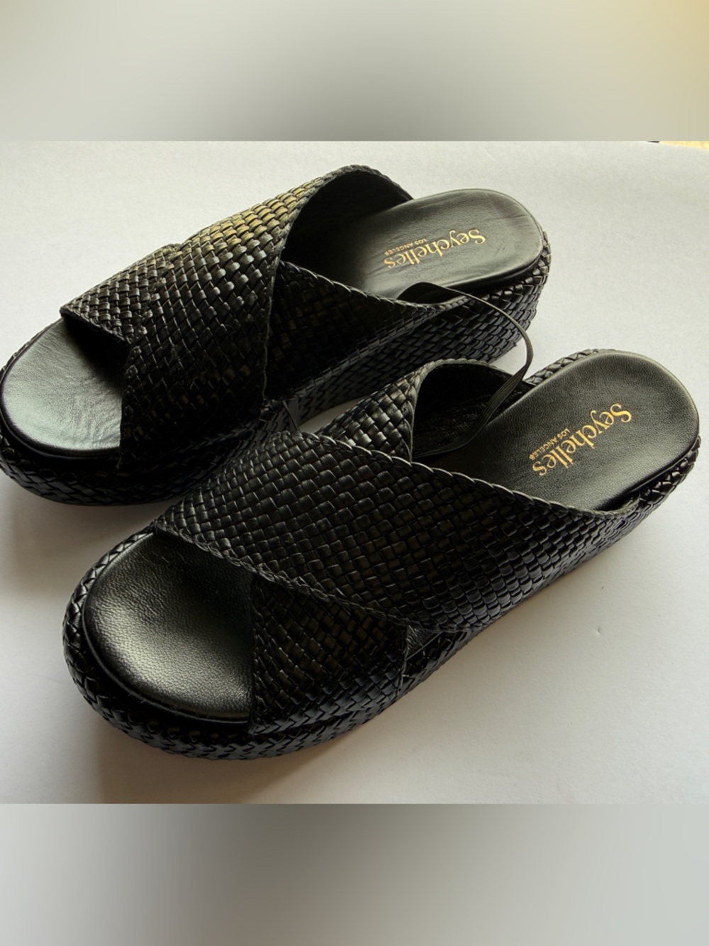 Seychelles Black Woven Platform Slide Sandals - Picture 7 of 11